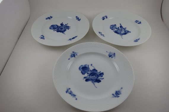 Set of Three Royal Copenhagen Blue Flowers Braided Salad Plates (8 1/4 Inch)