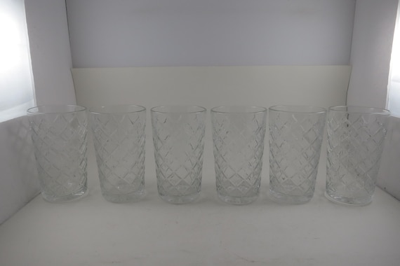 Set of Six MCM Pressed Glass Water Glasses