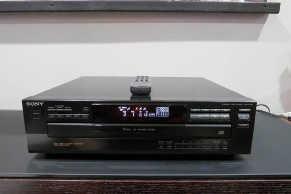 1994 Sony CDP-C245 Five Disc CD Changer Disc ExChange System High Density Converter Works Perfect with Original Remote
