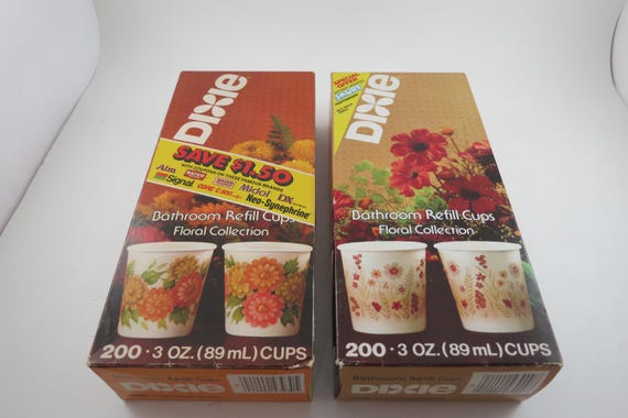 Two Vintage NOS Dixie Cups 3 Ounce Bathroom Cups 200ct Per Box Two Boxes Original 1980 and 1983
