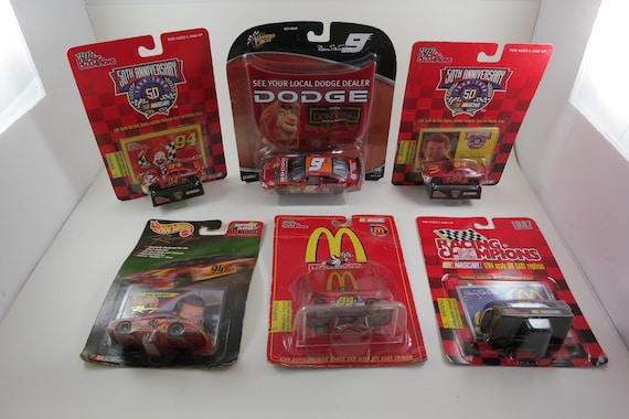 Vintage Bill Elliott NASCAR Diecast Car Set: McDonalds, Lion King Livery