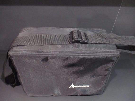 1980's/90's Music Movers Black Cassette Tape Carrying Double Case Holds 60 Cassettes with Hard Inner Tray and Carrying Strap