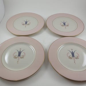Vintage 1950s Royal Splendor Salad Plates (Set of 4): MCM Pink Cream Gold Trim