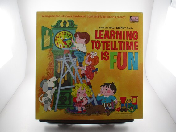 Vintage 1969 Vinyl LP Kids Record Learning to Tell Time is Fun Walt Disney Records with Original Book Excellent Plus Condition 63026