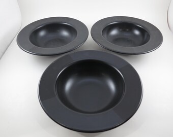 Nautica Arctic Nights Black Geometric Rim Soup Bowls (Set of 3)