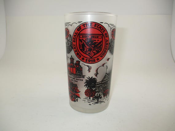 Vintage Hazel Atlas Frosted State of Arizona Glass Excellent Original Condition
