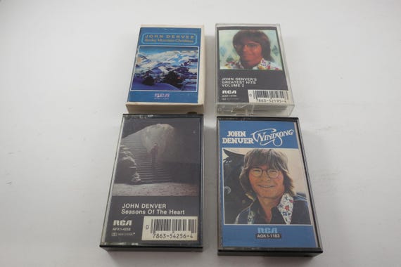 Vintage 1980's John Denver Cassette Tapes Rocky Mountain Christmas Very Best Of Seasons of the Heart Days Are Diamonds Sold Individually