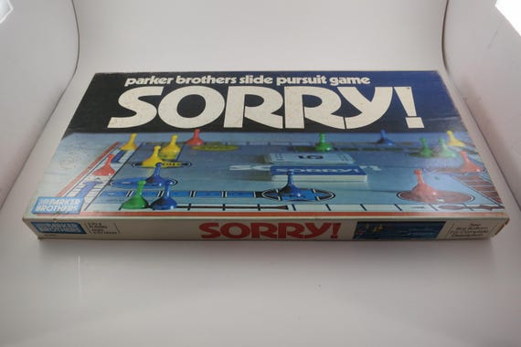 Vintage 1982 Board Game Sorry! Parker Brothers Slide Pursuit Game 100 Percent Complete