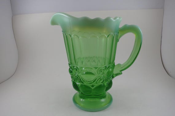 Jefferson Green Opalescent 7 3/4 Inch Water Pitcher Dolly Madison