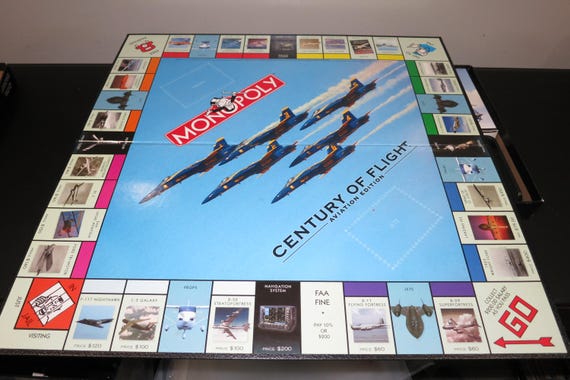 Vintage 2003 Monopoly Century of Flight Aviation Collectors Edition 100% Complete
