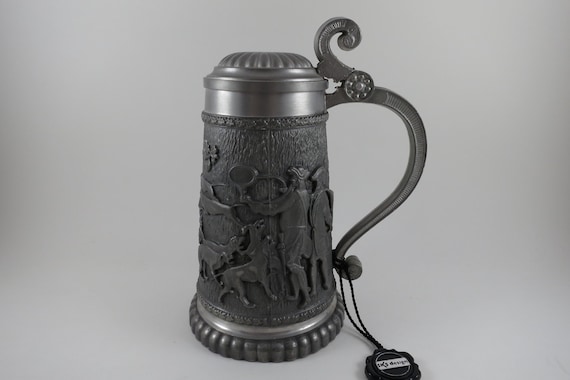 Vintage Rein Zinn SKS Design 95% Pewter Lidded Beer Stein