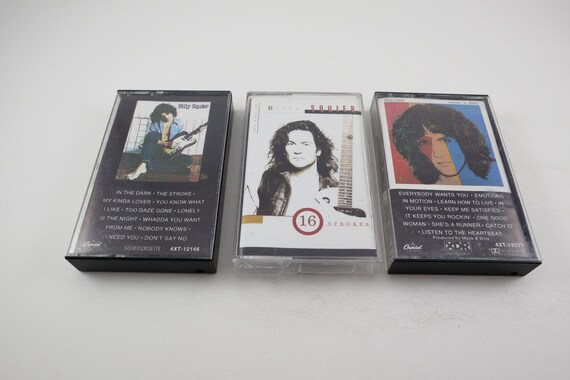 Vintage 1980's Billy Squier Cassette Tapes Best Of Emotions In Motion Enough is Enough Sold Individually