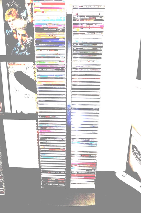 Vintage 1990's Black Laserline Double CD Tower Holds 120 Discs