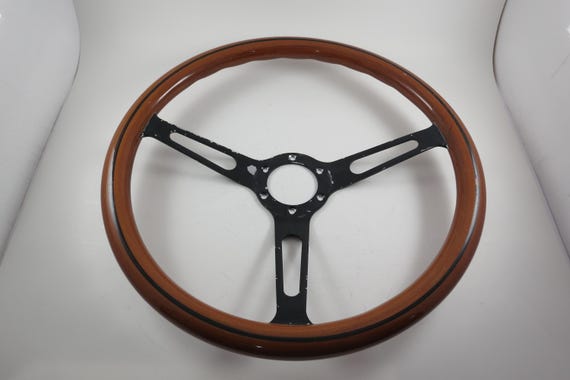 Burl Inlaid Walnut 15 Inch Three Spoke Steering Wheel from British Sports Car