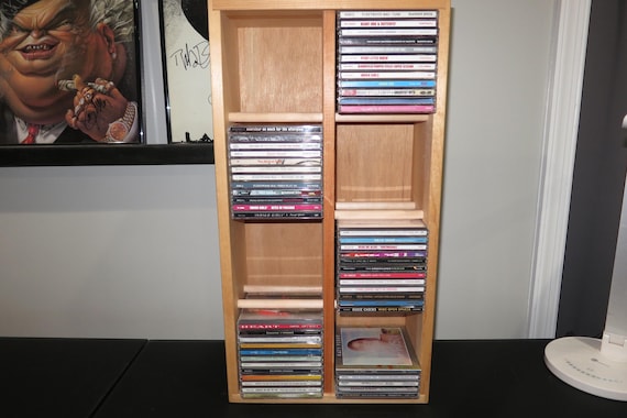Vintage Wooden 96 CD Storage Display Crate: Wall Mount or Freestanding Holder
