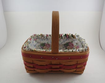 1994 Longaberger Mothers Day Basket: Red Trim, Cloth Liner