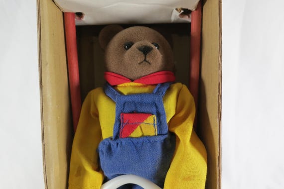 1986 Schylling Ernest The Balancing Bear In Original Box Tightrope toy