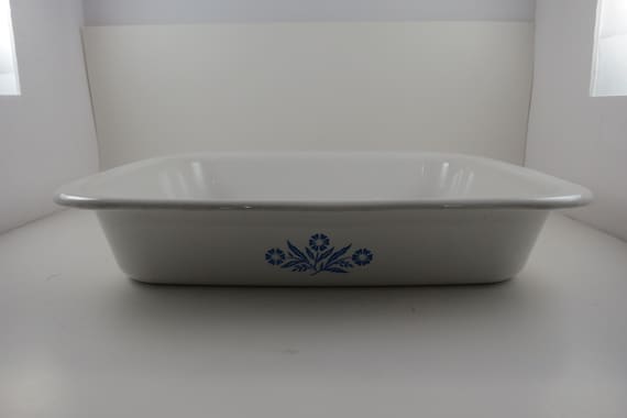 1979-1985 Corning Ware A-21-B Blue Cornflower Bakeware Open Roaster Very Good Condition