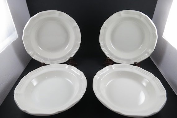 Mikasa French Countryside F9000 All White 8 1/2 Inch Rim Soup Bowls-Set of Four
