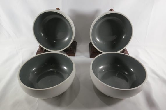Set of Four Crate & Barrel 6 Inch Soup Cereal Bowls Hudson Gray
