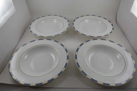 Set of Four French Sky by Royal Bone China 9 Inch Rim Soup Bowls