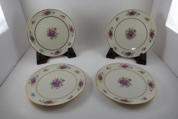 Vintage Lenox Rose 1950's China 7 Inch Salad Plates-Set of 4