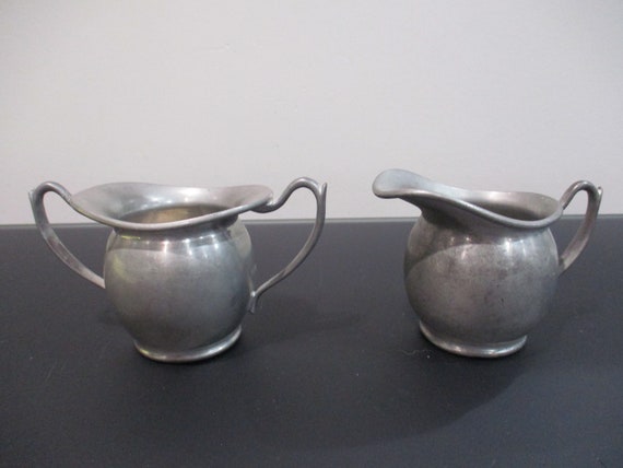 Vintage LB Smith Boston Pewter Cream and Sugar Set Excellent Original Condition