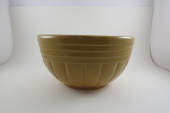Antique Brown Pottery Mixing Bowl Roseville Made in USA No 168 8 Inches Excellent Condition