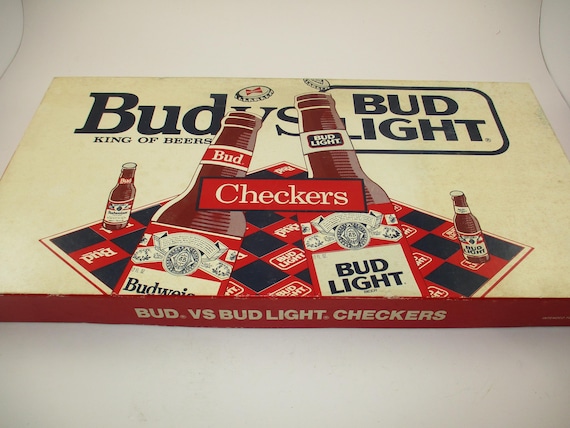Vintage 1987 Bud Vs Bud Light Checkers Set Complete In Original Box 80's Flashback