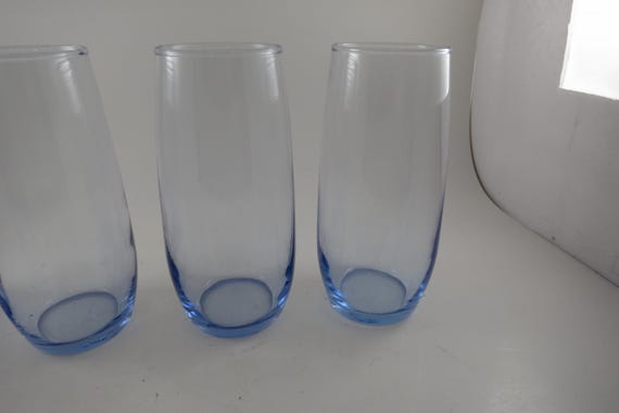 Vintage Set of Blue Tint 6 1/2 Inch Water Glasses