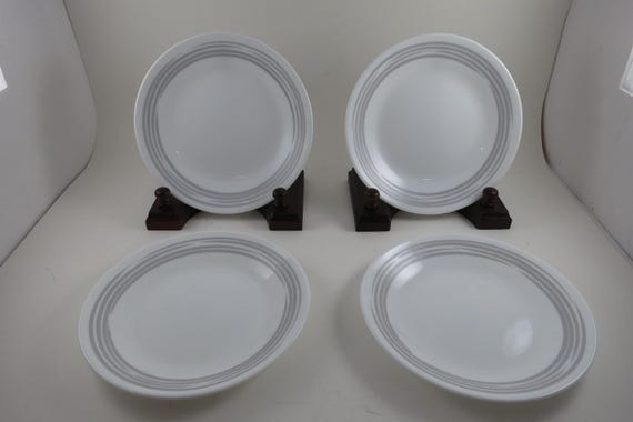 Corelle Strokes of Color Bread Plates – Brushed Platinum Silver Set of 4