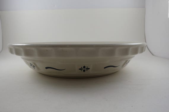 Vintage Longaberger Pottery Ivory Woven Traditions Classic Blue 10 Inch Pie Plate