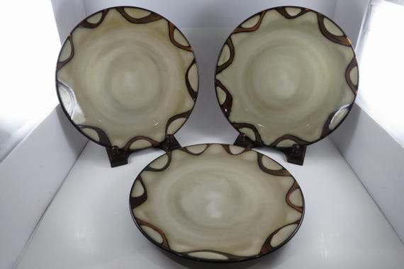 Set of 3 Pier 1 Wave Stoneware 11 Inch Dinner Plates VGUC