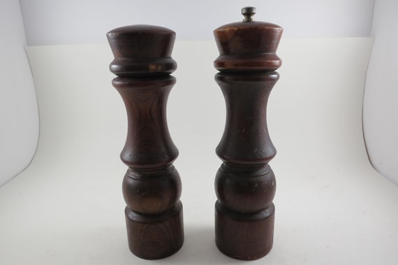 Vintage Goodwood Wooden Salt and Pepper Set 8 Inches Tall