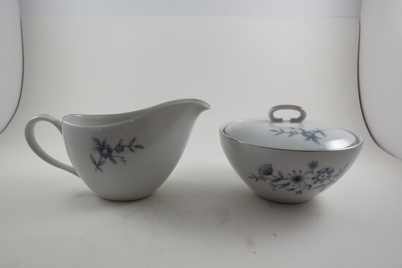 Vintage Mikasa Nadine Pattern 6235 Creamer and Sugar Bowl with Lid Like New Condition