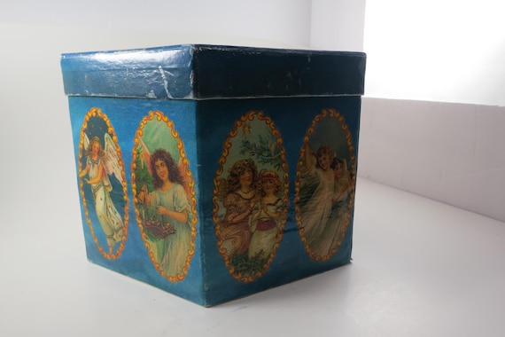 Vintage Angel Christmas Ornaments - Complete Set of 12 In Decoupage Box
