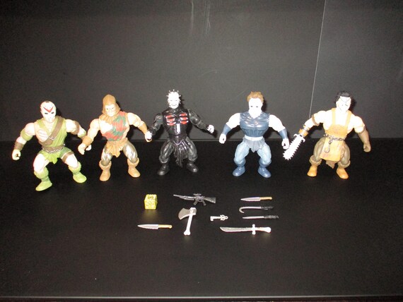 Set of Five Funko Villans Figures with Original Weapons Freddy Kreuger Jason Michael Myers Pinhead Texas Chain Saw Massacre Excellent Cond