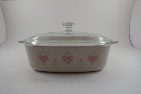 1990-94 Corning Ware 1 Liter Saucepan - Forever Yours Pattern with Glass Lid