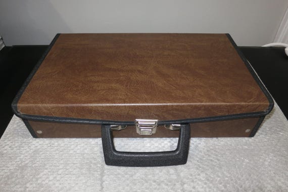 Vintage Brown Faux Leather Cassette Tape Case - Holds 24