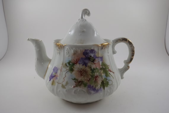 Vintage Hand Painted Floral Teapot with Lid Unbranded
