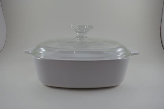 Vintage 1980s Corning Ware 1 Quart Saucepan - All/Just White A-1-B with Glass Lid