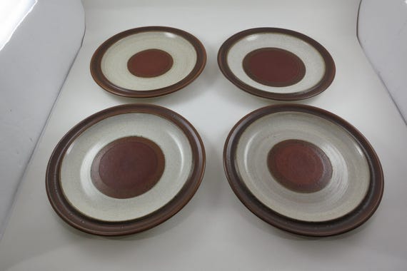 Set of 4 Vintage Denby England Rust Red Stoneware Salad Plates