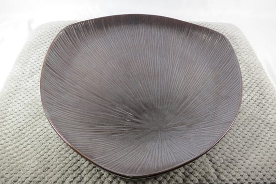 Vintage Nambe Sunburst Large Acorn Shaped Brown Serving Platter 14 Inches