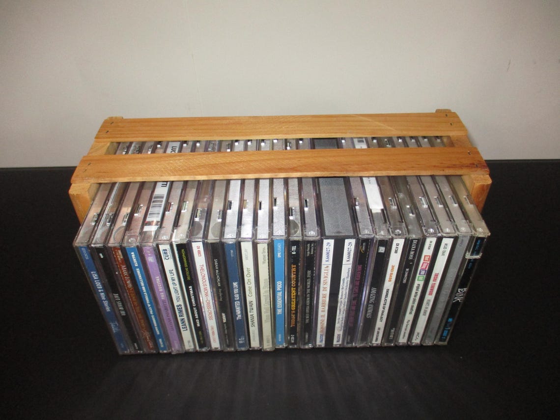 Vintage Natural Pine CD Holder: Display Shelf Holds 25 Discs - Etsy