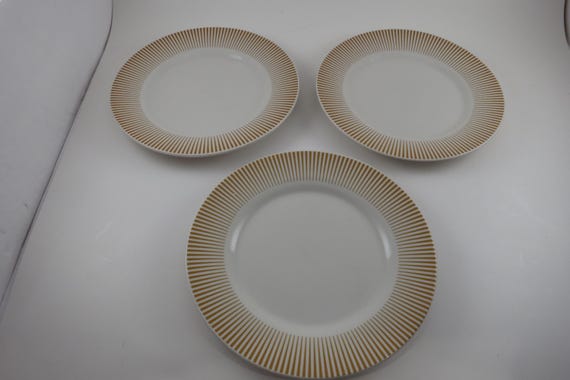 Set of Three Vintage Godinger Gatherings Gold/Yellow 7 1/2 Inch Salad Plates