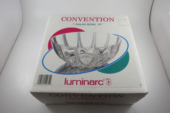 Vintage Luminarc Convention 10 Inch Salad Bowl NOS In Original Box