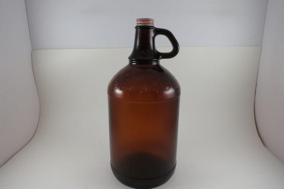 Early Large Brown Clorox Bottle with Handle and Original Lid