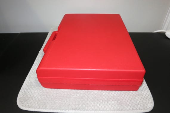 Vintage 1990's Red Click Case Hard Plastic 30 Cassette Tape Holder