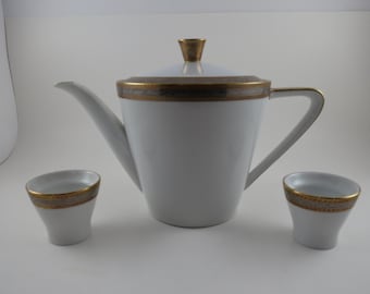 Vintage Royal Tettau Bavaria Germany Teapot with Lid Plus 2 Cups Tea for Two