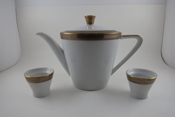 Vintage Royal Tettau Bavaria Germany Teapot with Lid Plus 2 Cups Tea for Two